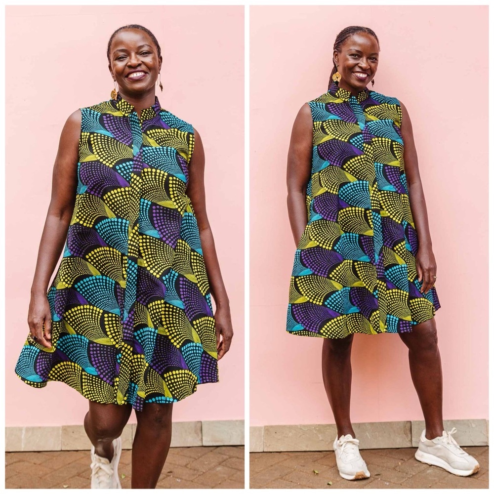 Zuri Everyday Sleeveless A-Line Dress Multicolor African Print Size XL​